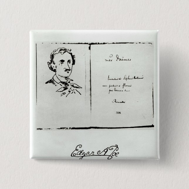 Titelblatt von "Les Poemes" durch Edgar Allan Poe Button (Vorderseite)
