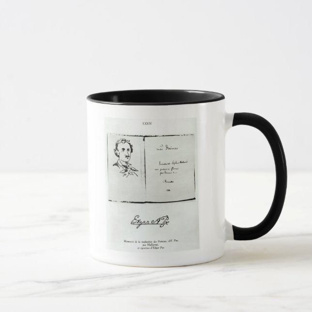 Titelblatt von "Les Poemes" durch Edgar Allan Poe Tasse (Rechts)