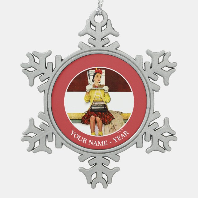 Titelmädchen Schneeflocken Zinn-Ornament (Vorderseite)