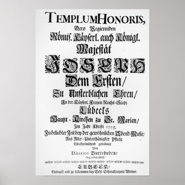 Titelseite des Abendmusik, 1705 Poster (Vorne)