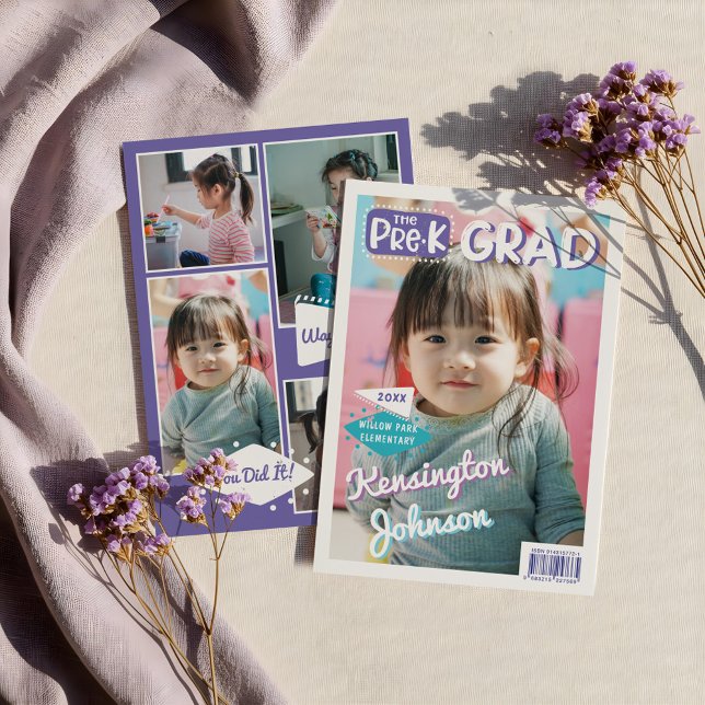 Titelseite des Magazins Foto des Graduate Graduate Ankündigung (Preschool Grad Fun Graduate Photo Magazine Cover Announcement)