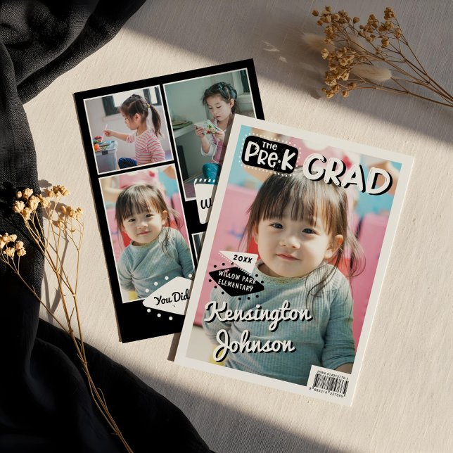 Titelseite des Magazins Foto des Graduate Graduate Ankündigung (Preschool Grad Fun Graduate Photo Magazine Cover Announcement)