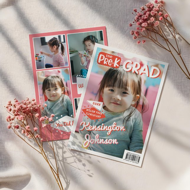 Titelseite des Magazins Foto des Graduate Graduate Ankündigung (Preschool Grad Fun Graduate Photo Magazine Cover Announcement)