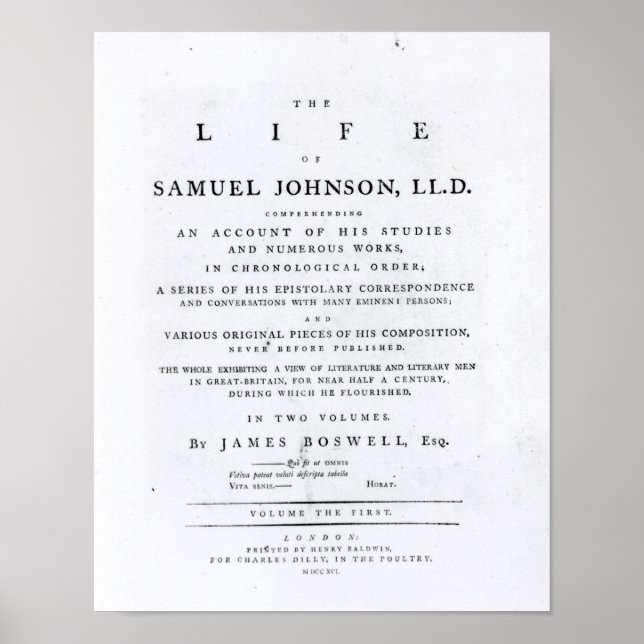 Titelseite von "The Life of Samuel Johnson" Poster (Vorne)