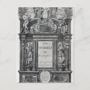 Titelseite zu "The Works of Benjamin Jonson" Postkarte
