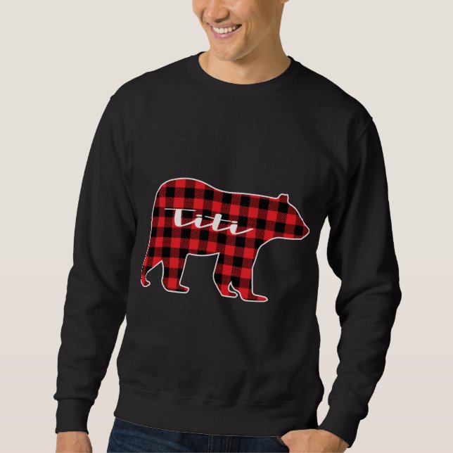 Titi Bear Red Kariert Family Matching Weihnachten  Sweatshirt (Vorderseite)