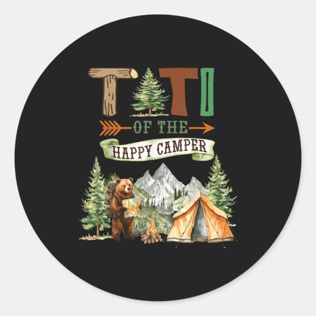 Titi des glücklichen Camper-Einjährigen Camping  Runder Aufkleber (Vorderseite)