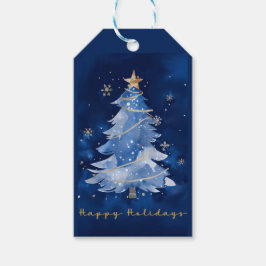 Title: Happy Holidays Elegant Navy Gold Christmas  Geschenkanhänger
