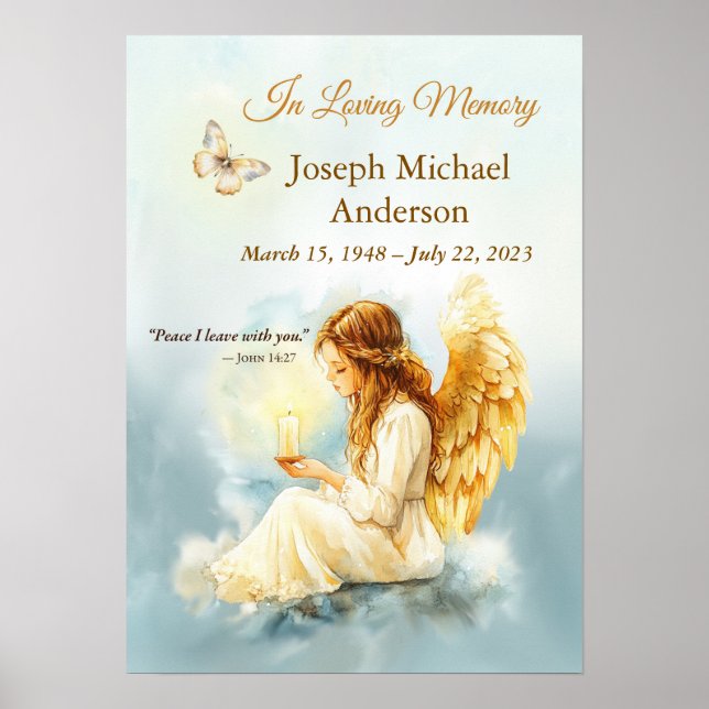 Title: In Loving Memory Angel Candle – Custom Name Poster (Vorne)