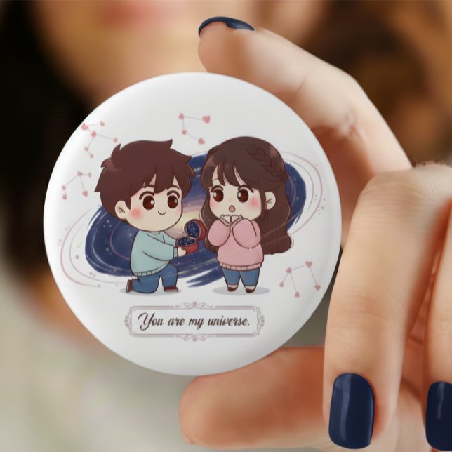 Title: "You Are My Universe" Cute Couple Proposing Button (Von Creator hochgeladen)