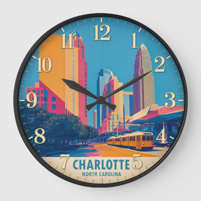 **Title (Zazzle SEO Optimized)** Charlotte North C Große Wanduhr (Vorderseite)