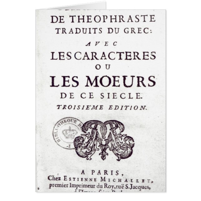 Titlepage 'Les Caracteres de Theophraste (Vorne)