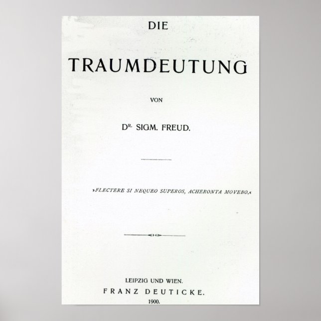 Titlepage to Die Traumdeutung by Sigmund Freud Poster (Vorne)