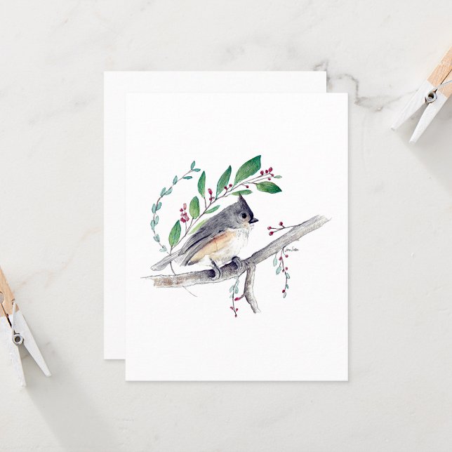 Titmaus-Aquarellfarbenkarte (Tufted Titmouse Watercolor Blank Note Cards from Jenn Steffen Art)