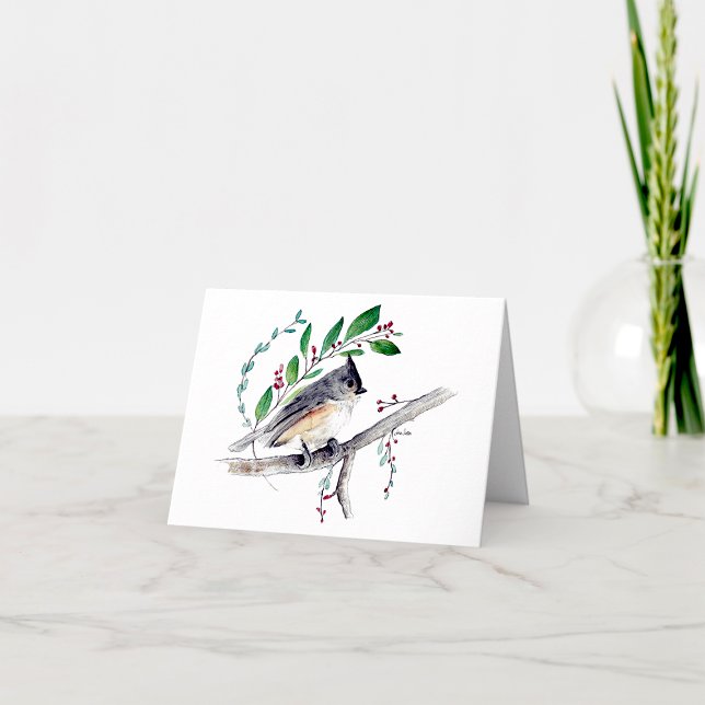 Titmaus-Aquarellfarbenkarte (Tufted Titmouse Watercolor Blank Note Cards from Jenn Steffen Art)