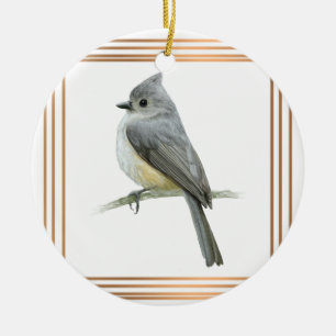 Titmaus Songbird in Goldrahmen Keramik Ornament