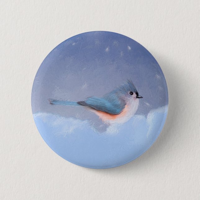 Titmausmalerei - Niedliche Original Hundkunst Button (Vorderseite)