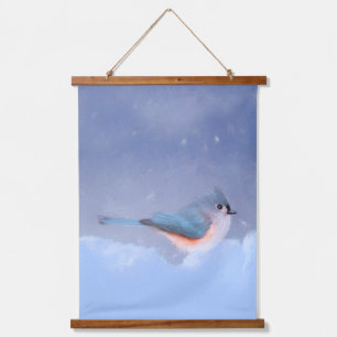 Titmausmalerei - Original Wild Bird Art Wandteppich Mit Holzrahmen