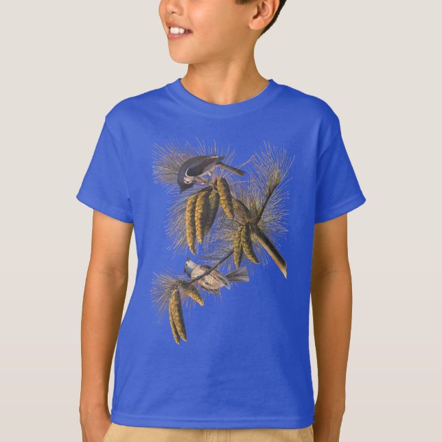 Titmouse Audubon Birds mit Pinecones T-Shirt (Vorderseite)