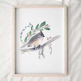 Titmouse Bird Art Print Poster