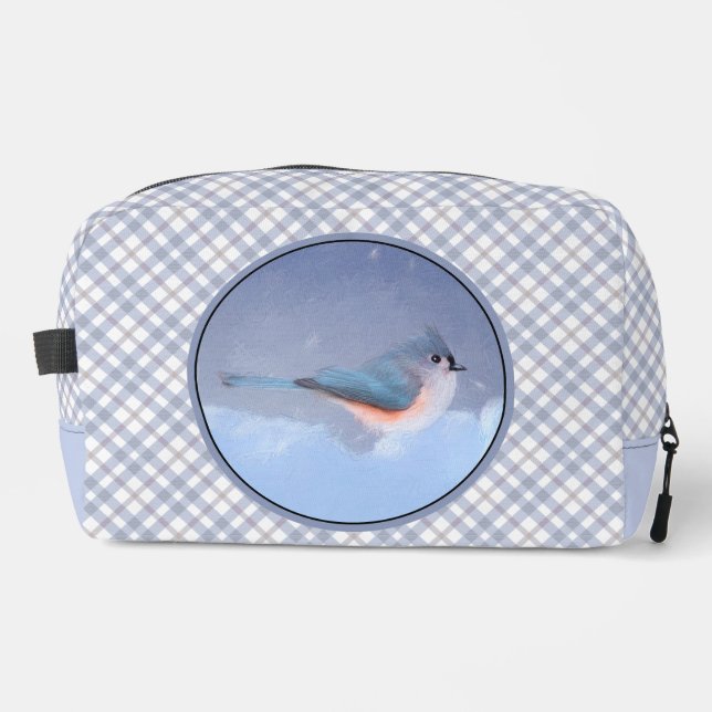 Titmouse in Snow Painting Original Bird Art Waschbeutel (Vorderseite)