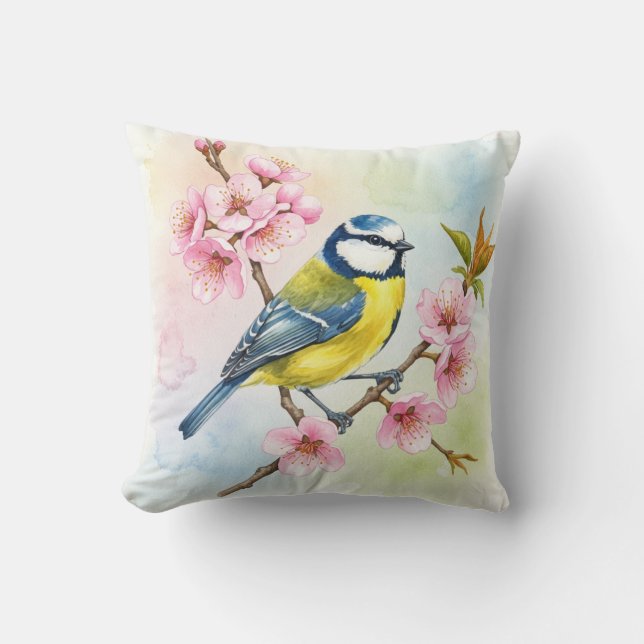 Titmouse Sakura Pillow Kissen (Vorderseite)