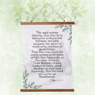 Titus 2 Frau Schrift Vintage Cottagecore Wandteppich Mit Holzrahmen