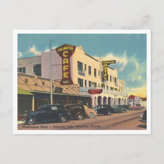 Titusville, Florida, Vintage Straßenszene der 40er Postkarte (Vorderseite)