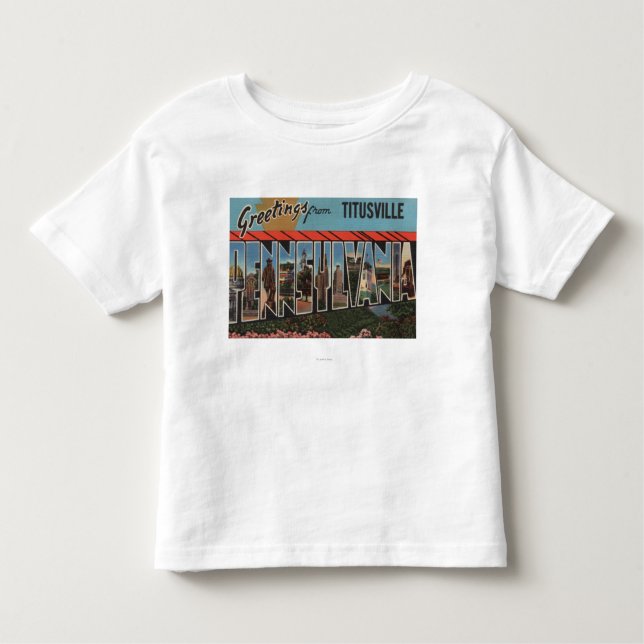 Titusville, Pennsylvania - große Buchstabe-Szenen Kleinkind T-shirt (Vorderseite)