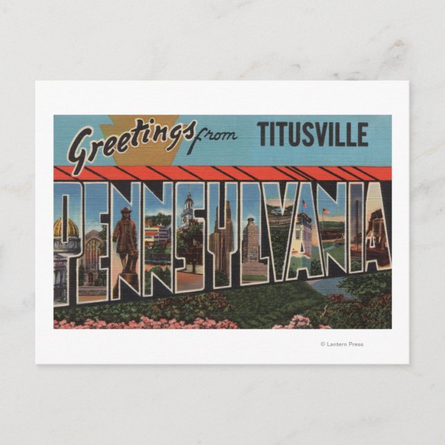 Titusville, Pennsylvania - Große Buchstabenszenen Postkarte (Vorderseite)