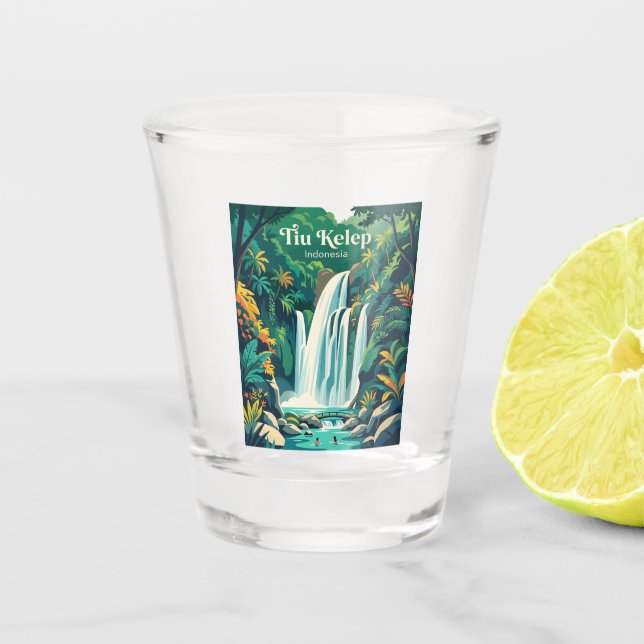 Tiu Kelep Wasserfall Indonesien Schnapsglas (Vorderseite)