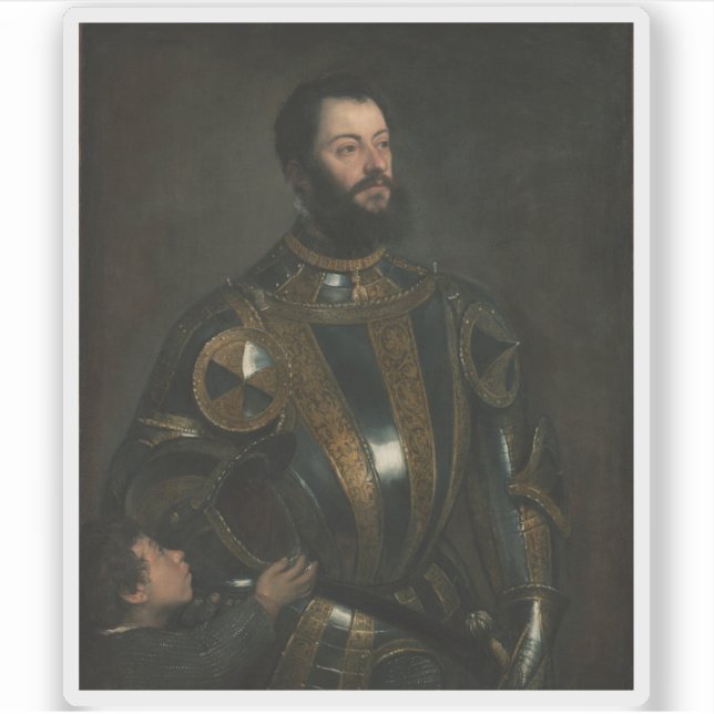 Tiziano Vecellio - Portrait von Alfonso d'Avalos Aufkleber (Vorderseite)
