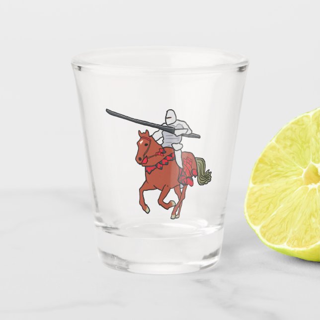 Tjostierender Ritter Schnapsglas (Vorderseite)