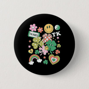 Tk Vibes Retro Lehrer St Patricks Day Shamrock Ck Button