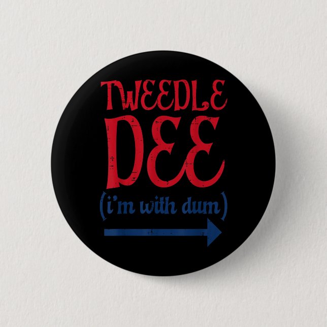 Tle Dee Mit Dum Halloween-Paarkostüm Damen Button (Vorderseite)