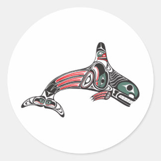 Tlingit Killer Whale & Eagle Runder Aufkleber