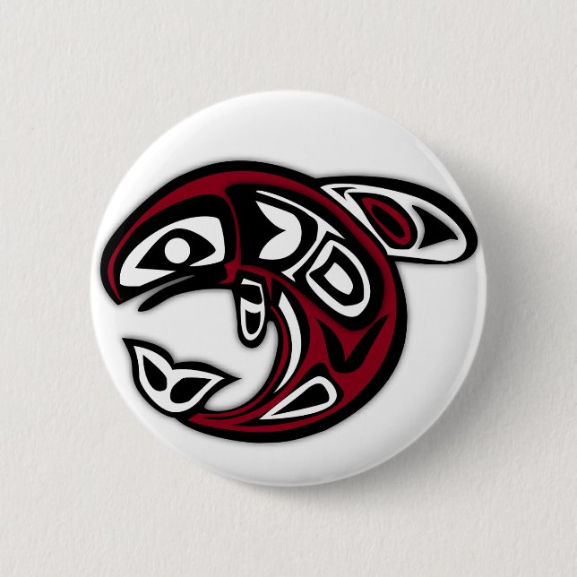 Tlingit Orca Totem Tattoo Killer Whale Button (Vorderseite)