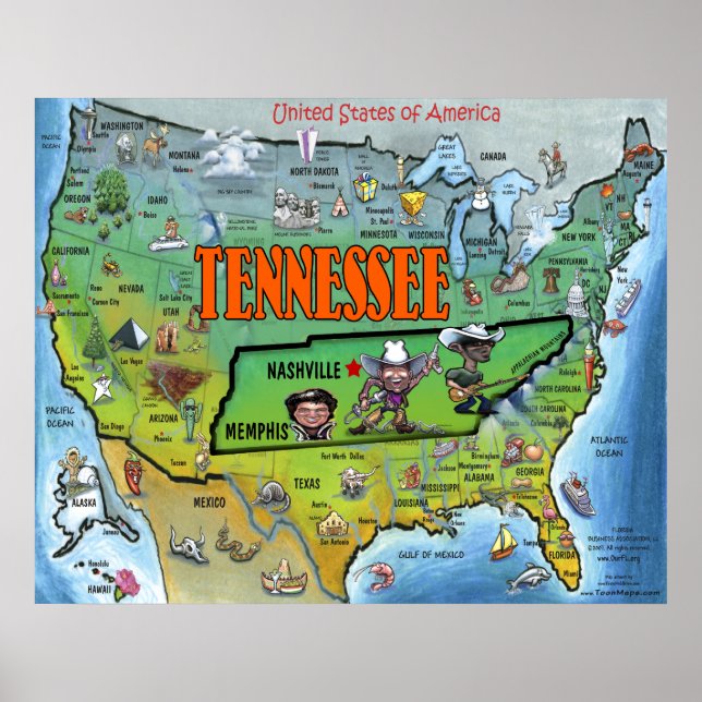TN USA Map Poster (Vorne)
