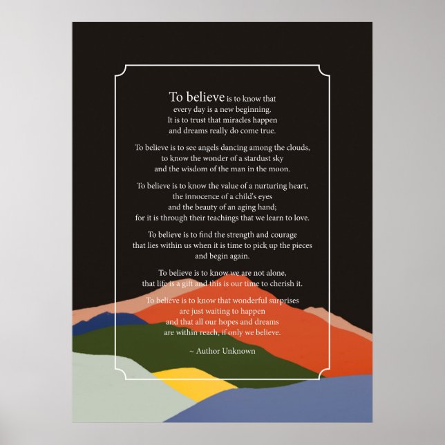 To Believe Poster (Vorne)