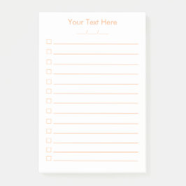 To Do List Custom Post-it® Notes White Orange 4x6 Post-it Klebezettel