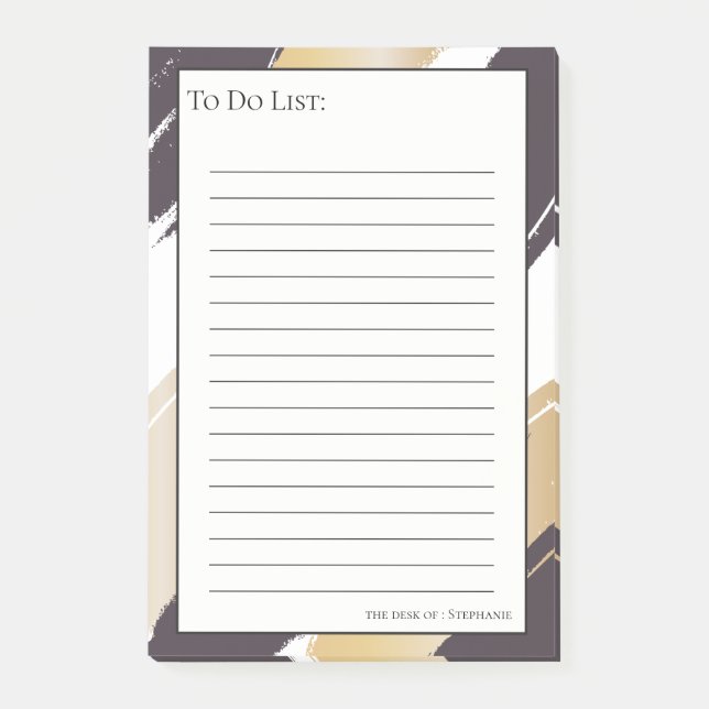 To DO List - Gold und Schwarz - Moderne Pinselstri Post-it Klebezettel (Vorderseite)