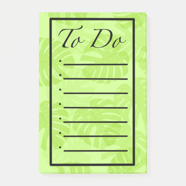 To Do List with Monstera Leaves Post-it Klebezettel (Vorderseite)