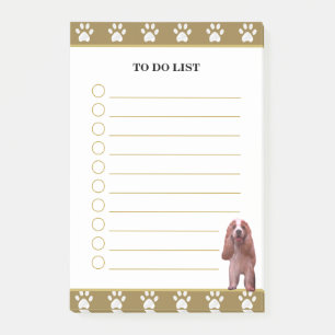 To-Do-Liste & Cocker Spaniel Hund mit Pfotenmuster Post-it Klebezettel