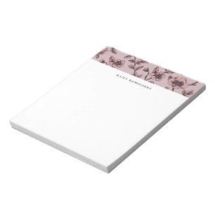 To-Do-Liste Dusty Mauve Elegantes Blumenmuster Notizblock