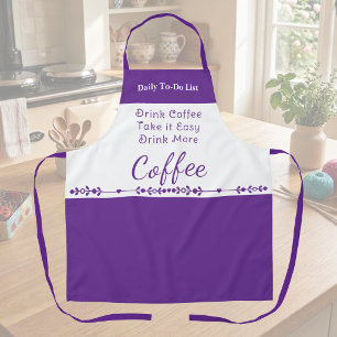 To-Do-Liste für Kaffeeliebhaber weiß lila Schürze