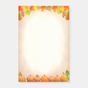 To-Do-Liste, Herbstblätter und Kürbisse auf Schrif Post-it Klebezettel