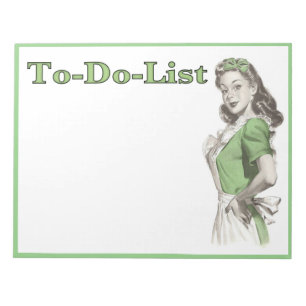 To-Do-Liste Notizblock mit Vintage-Hausmädchen