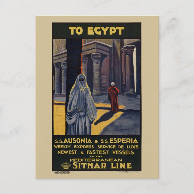 To Egypt Vintage Travel Poster 1928 Postkarte (Vorderseite)