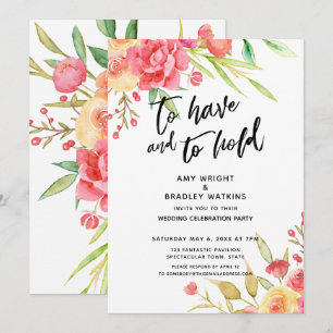 To Have and to Hold Boho Blumen Hochzeitsempfang Einladung