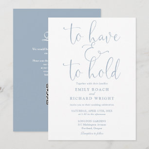 To Have And To Hold QR-Code Dusty Blue Hochzeit Einladung